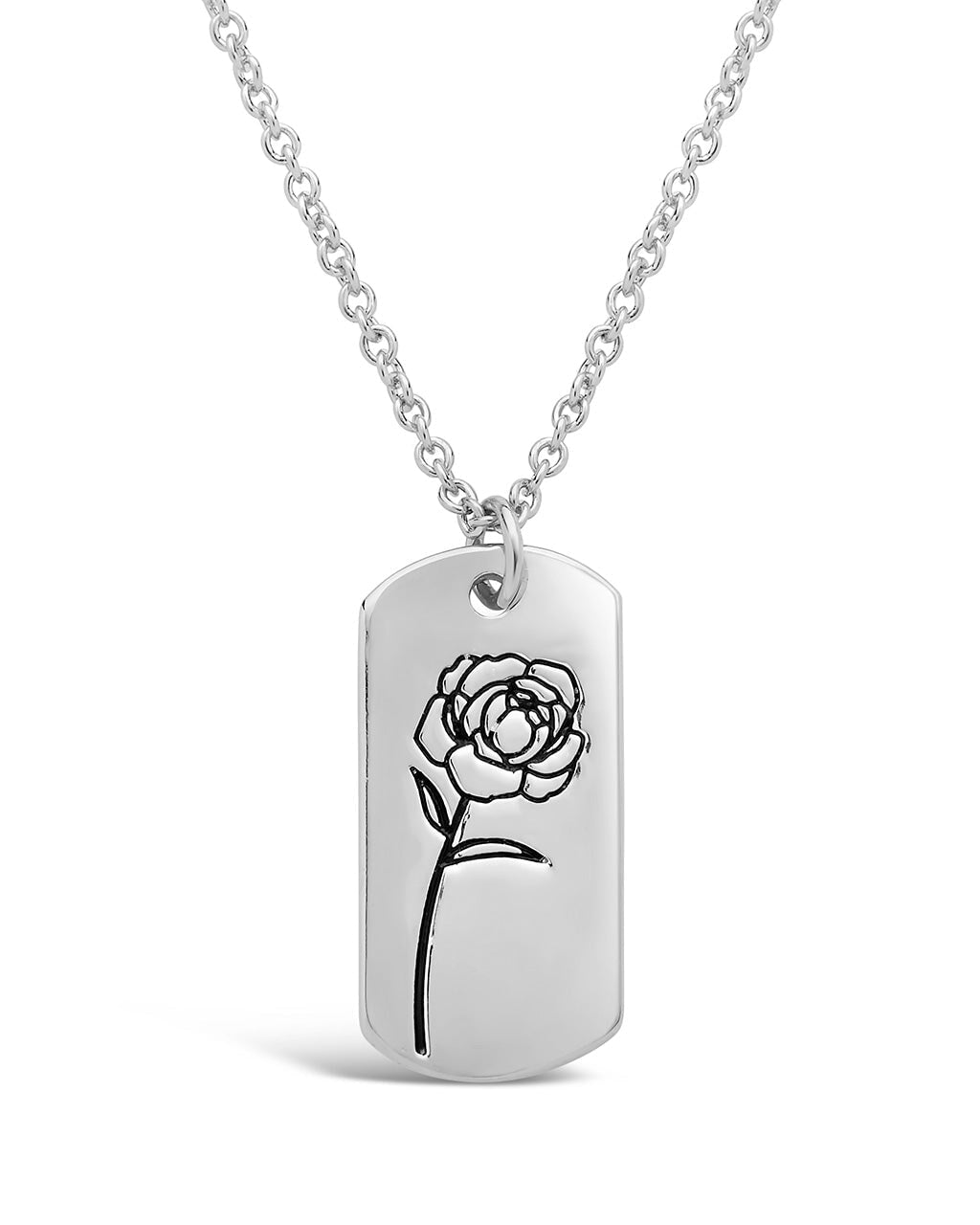 Birth Flower Pendant Necklace Sterling Forever Silver September / Peony