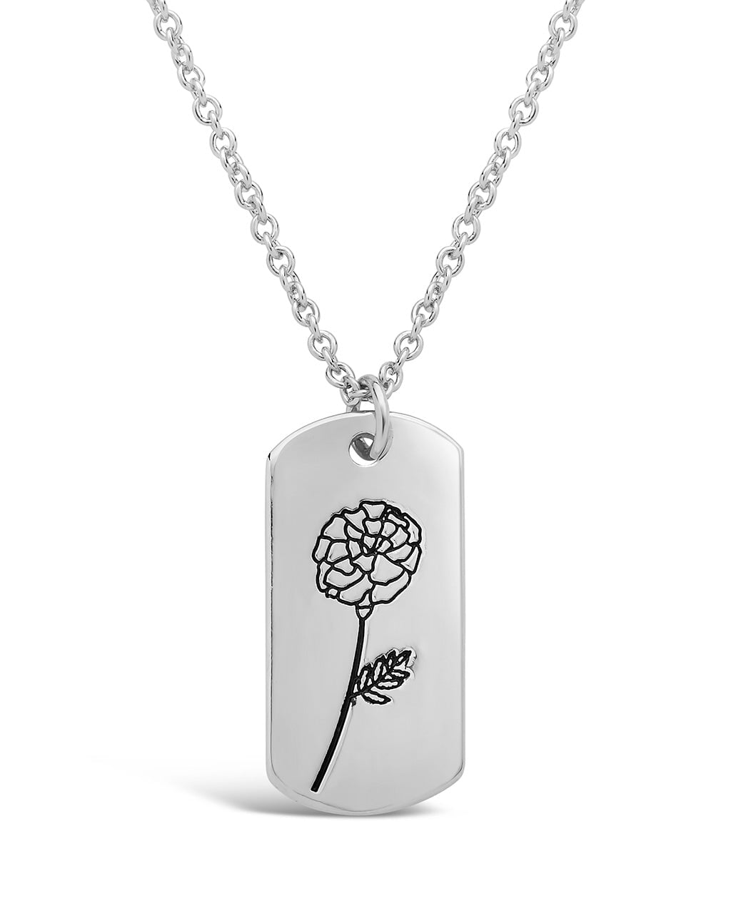 Birth Flower Pendant Necklace Sterling Forever Silver October / Marigold