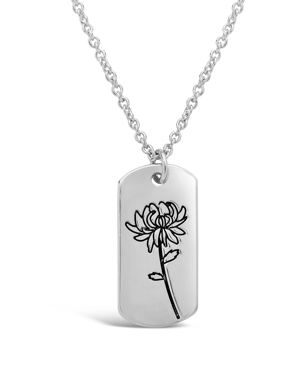 Birth Flower Pendant Necklace Sterling Forever Silver November / Chrysanthemum