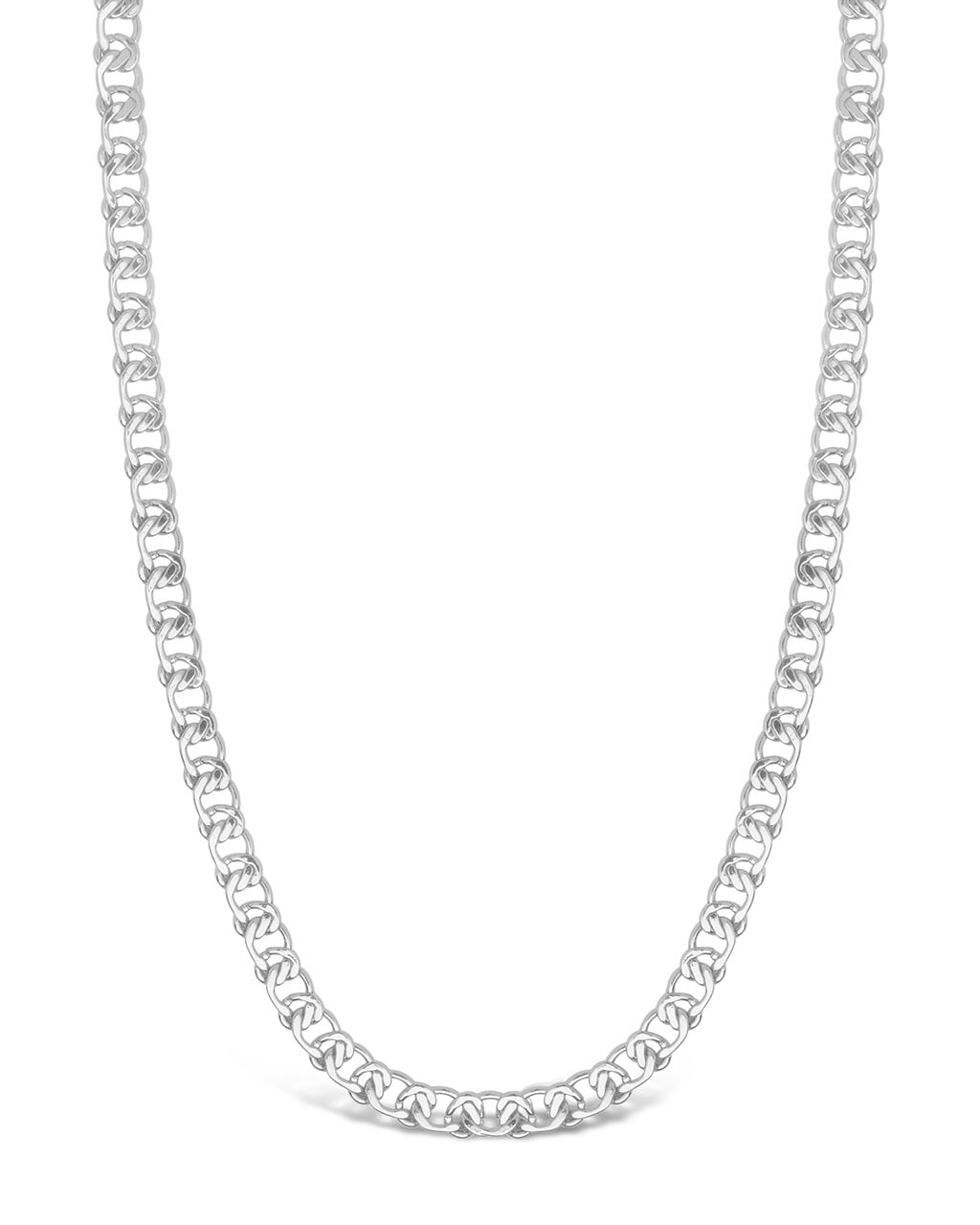 Men's Interlocking Curb Chain Necklace Necklace Sterling Forever Silver 