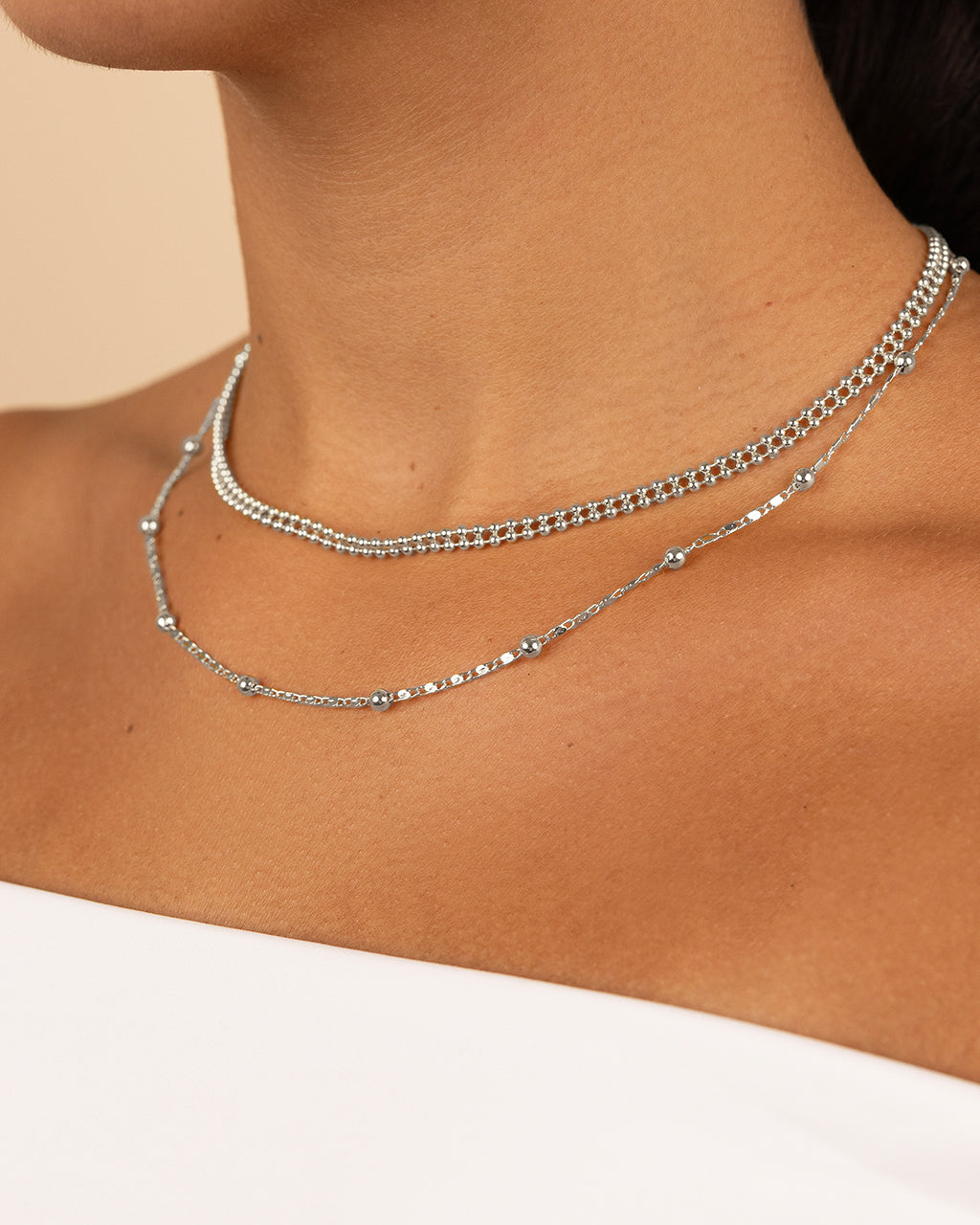 Layered Beaded Chain Necklace