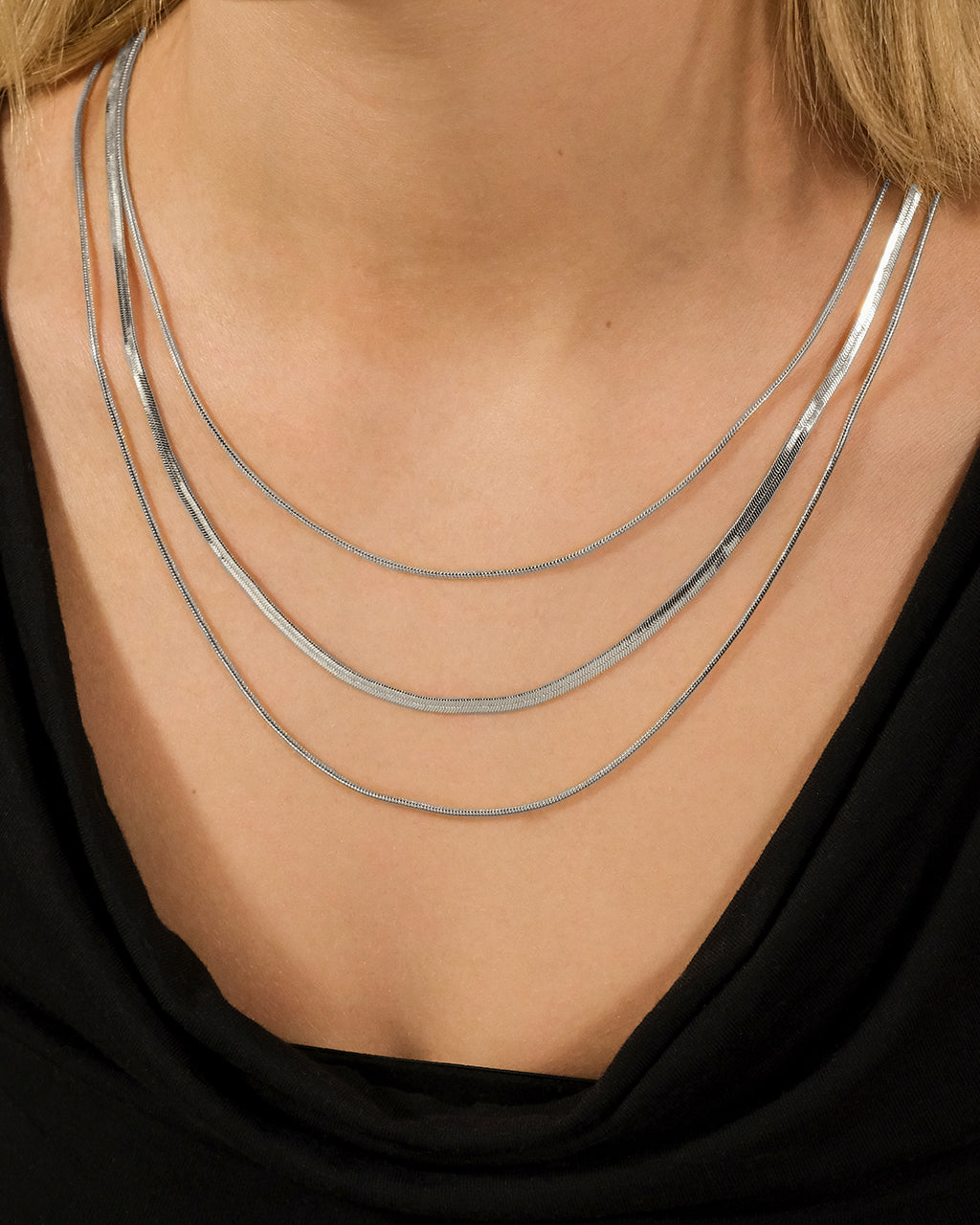 Everly Layered Herringbone Chain Necklace