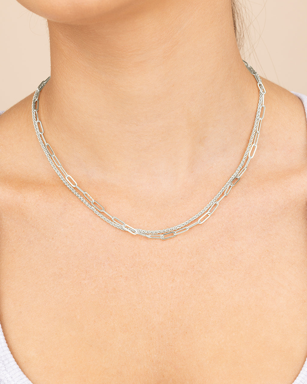 Emery Paperclip & Curb Chain Layered Necklace