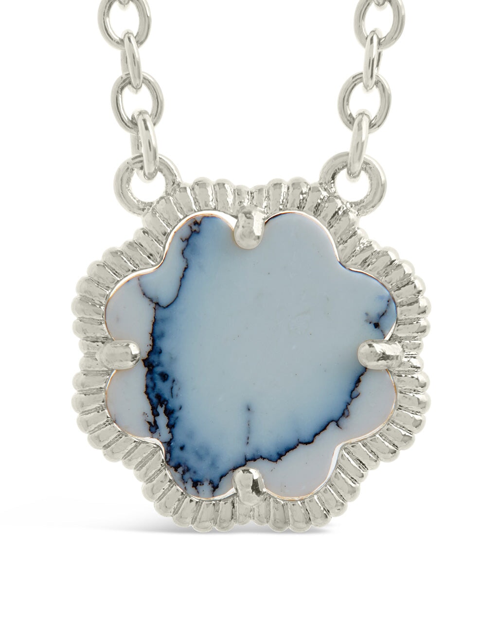 Rose Petal Pendant Necklace Necklace Sterling Forever Silver White Turquoise 