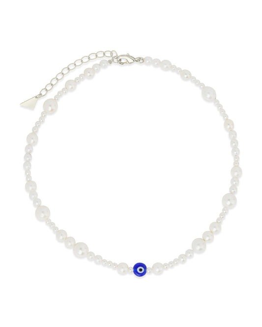 Sibyl Evil Eye & Pearl Choker Necklace Necklace Sterling Forever