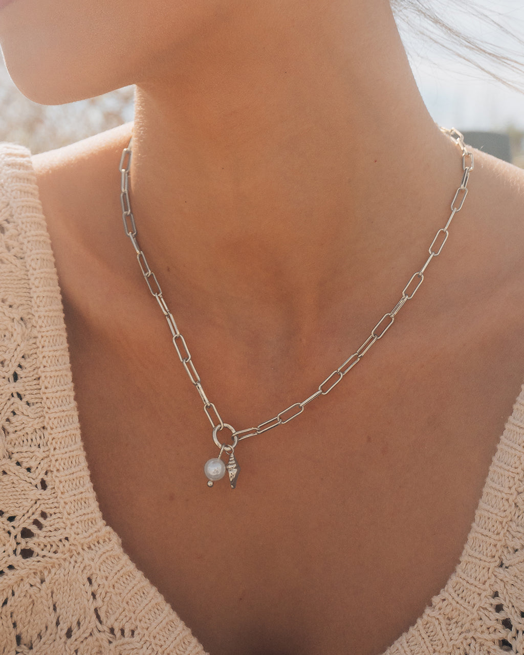 Beverly Pearl & Shell Charm Necklace