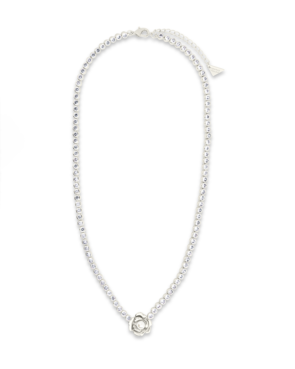 Rosa Pearl Flower CZ Tennis Necklace
