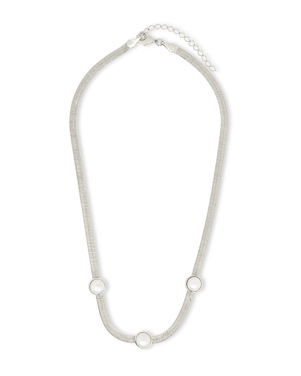 Pamela Stationed Pearl Herringbone Necklace