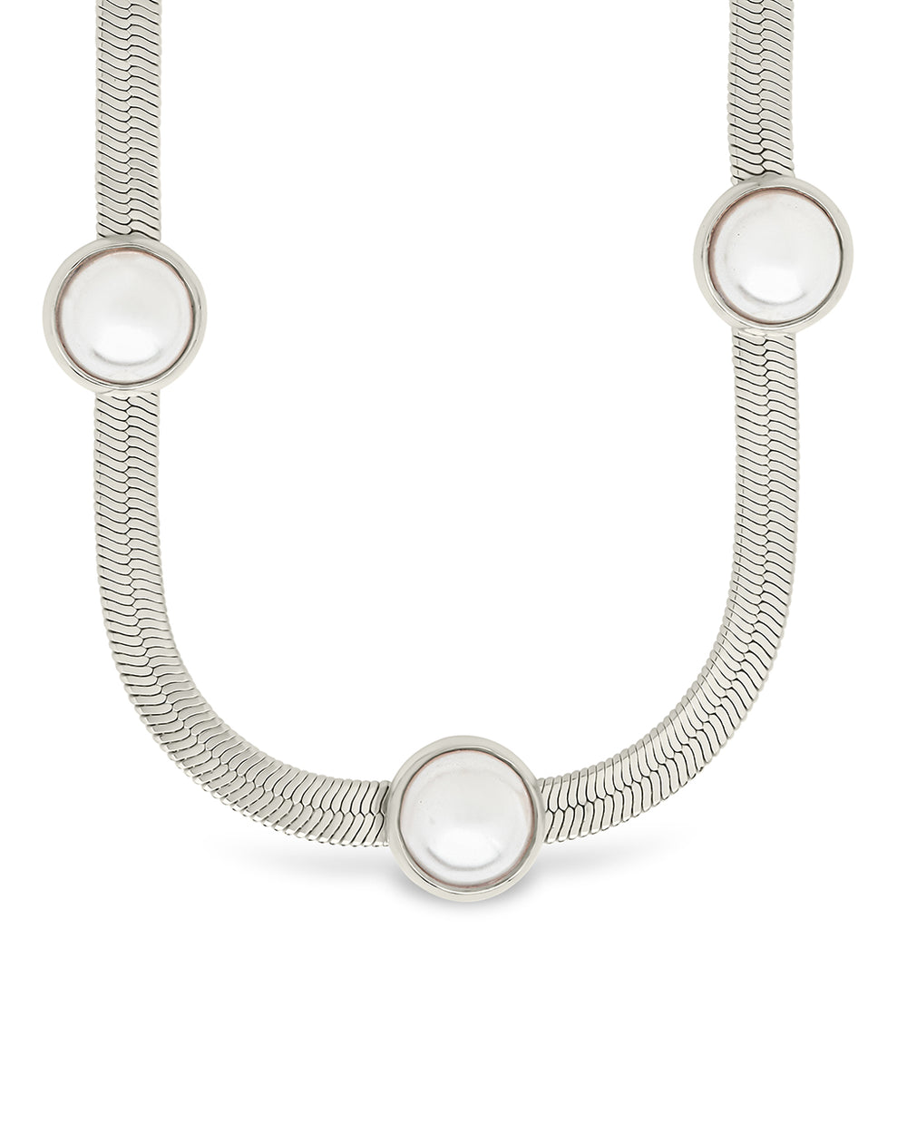 Pamela Stationed Pearl Herringbone Necklace