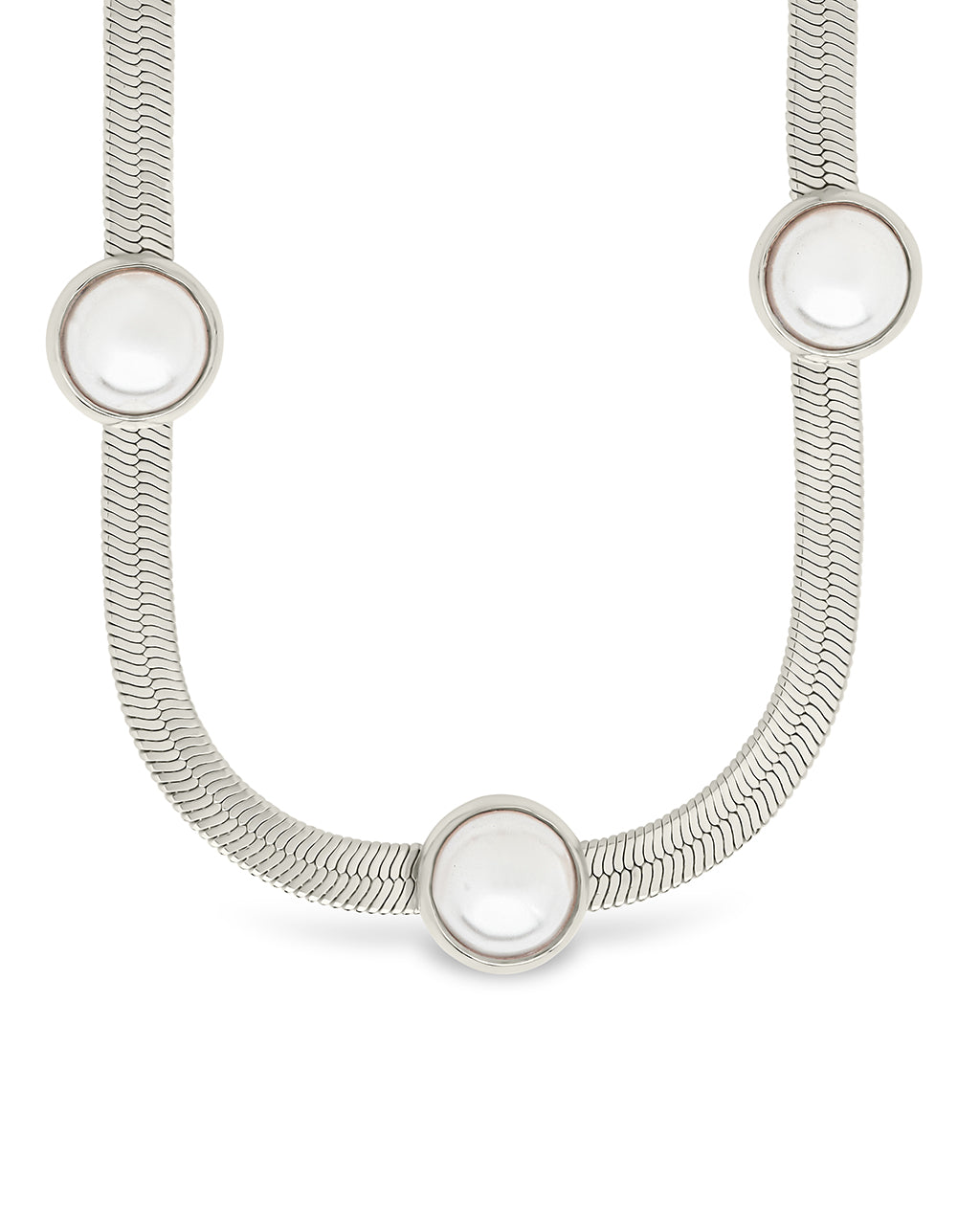 Pamela Stationed Pearl Herringbone Necklace