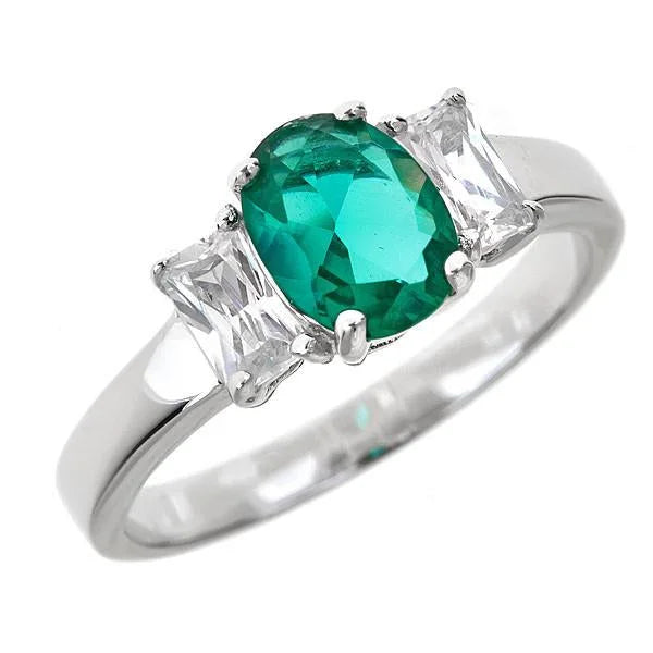 Silver and Emerald Ring Sterling Silver Emerald CZ Ring