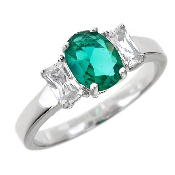 Silver and Emerald Ring Ring Sterling Forever Silver 5 