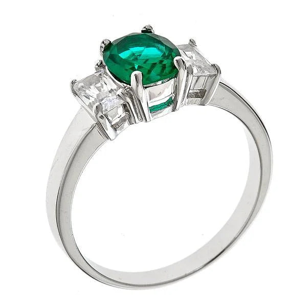 Silver and Emerald Ring Ring Sterling Forever