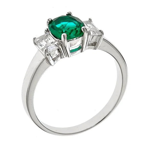 Silver and Emerald Ring Ring Sterling Forever 