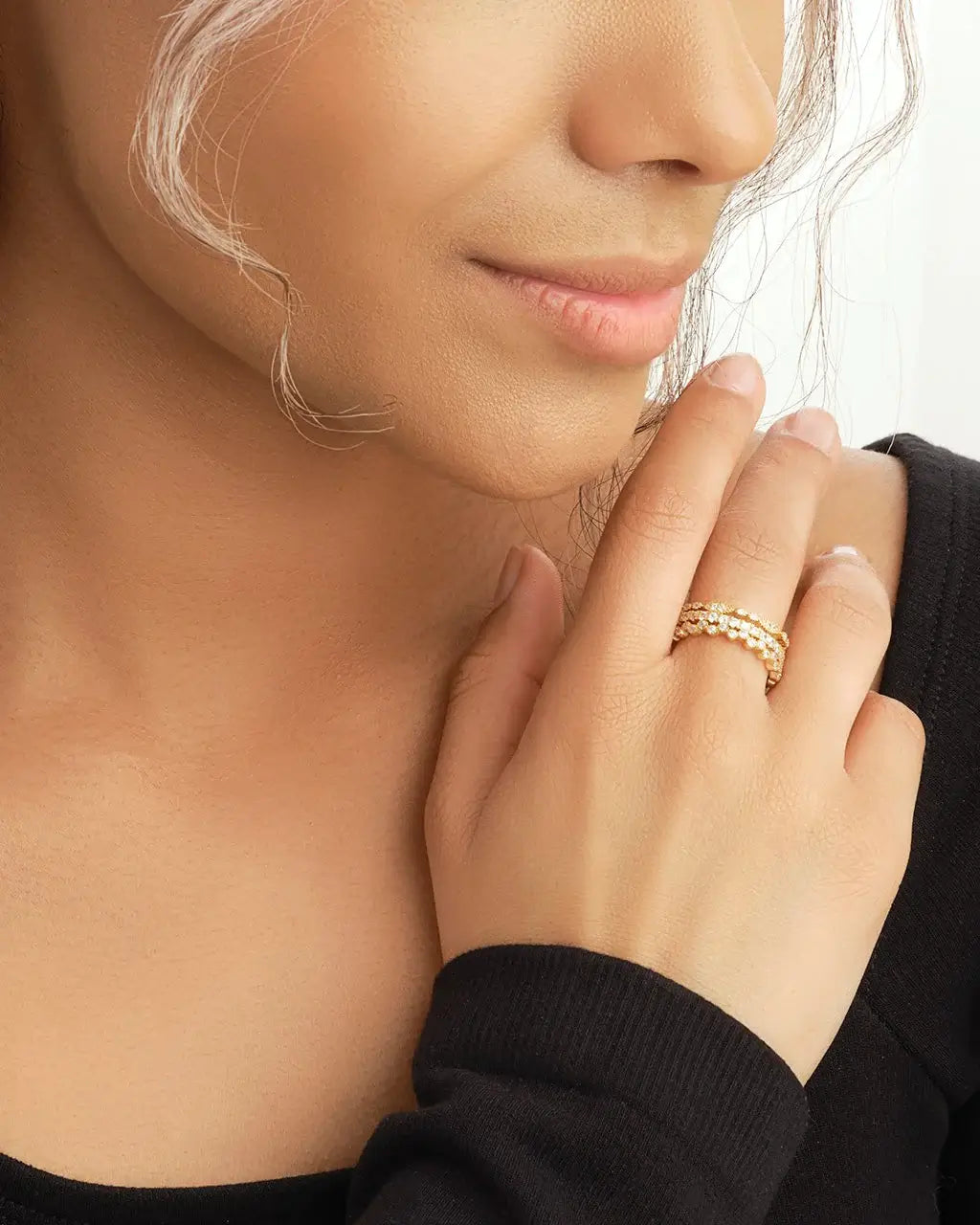 Silver and Gold Stackable Cubic Zirconia Ring Ring Sterling Forever