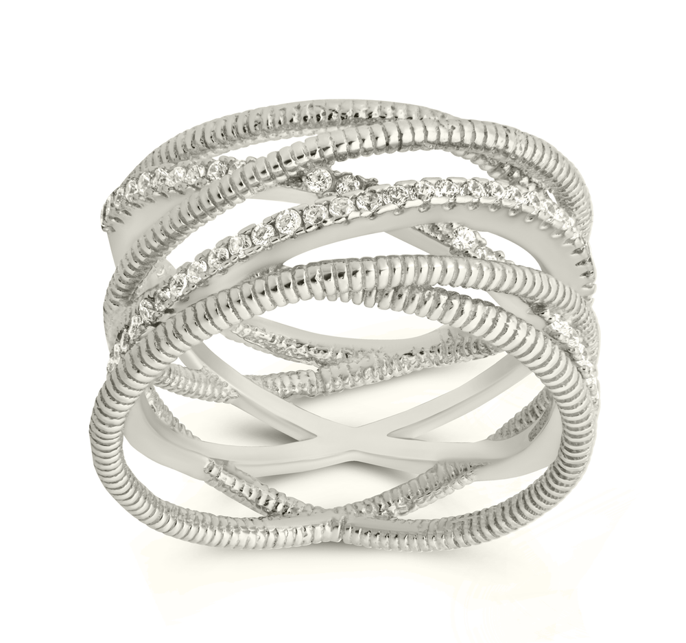 Sterling Silver Multi Band & CZ Ring