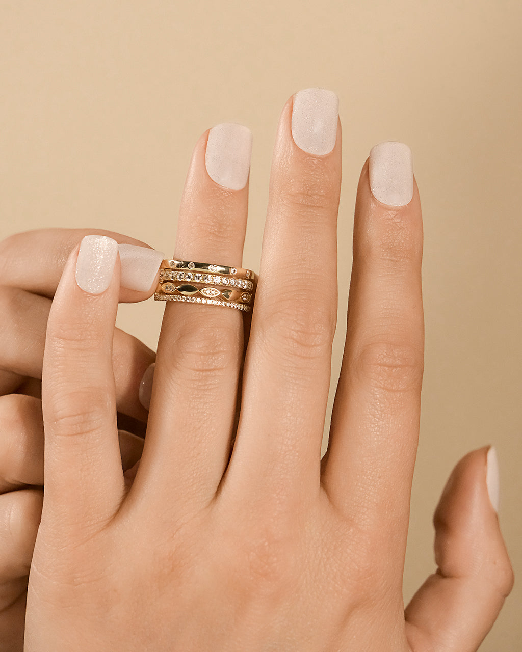 Sterling Silver Clarke CZ Stacked Evil Eye Ring