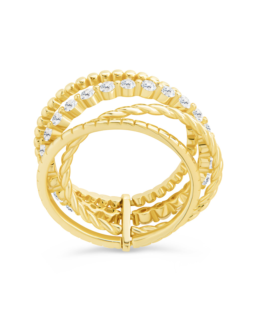 Sterling Silver Cassidy CZ Layered Textured Ring