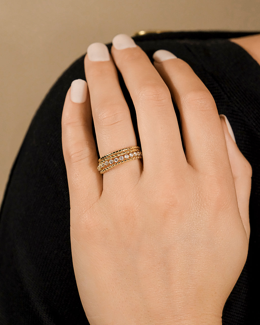 Sterling Silver Cassidy CZ Layered Textured Ring