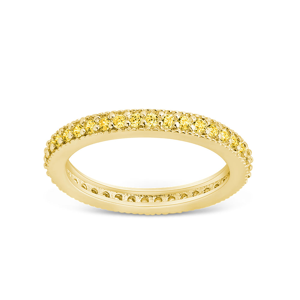 Sterling Silver 2.5mm Thin Canary CZ Band Ring