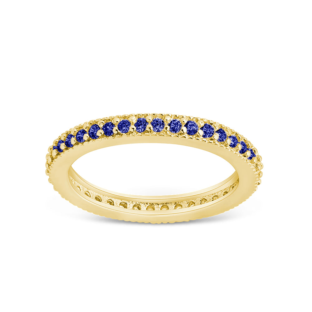 Sterling Silver 2.5mm Thin Sapphire CZ Band Ring