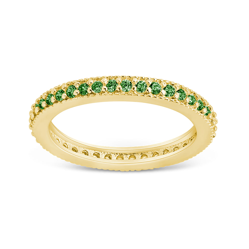 Sterling Silver 2.5mm Thin Emerald CZ Band Ring
