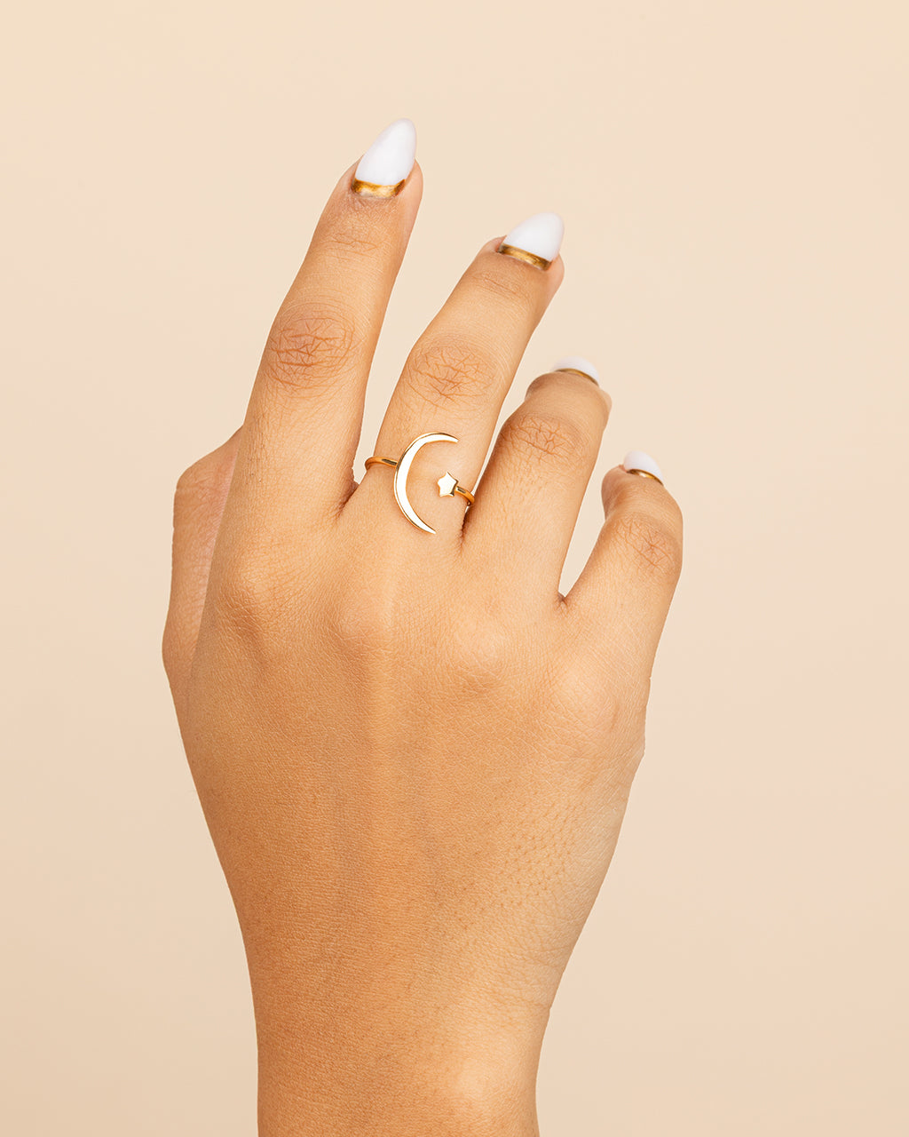 Sterling Silver Crescent Moon Open Ring