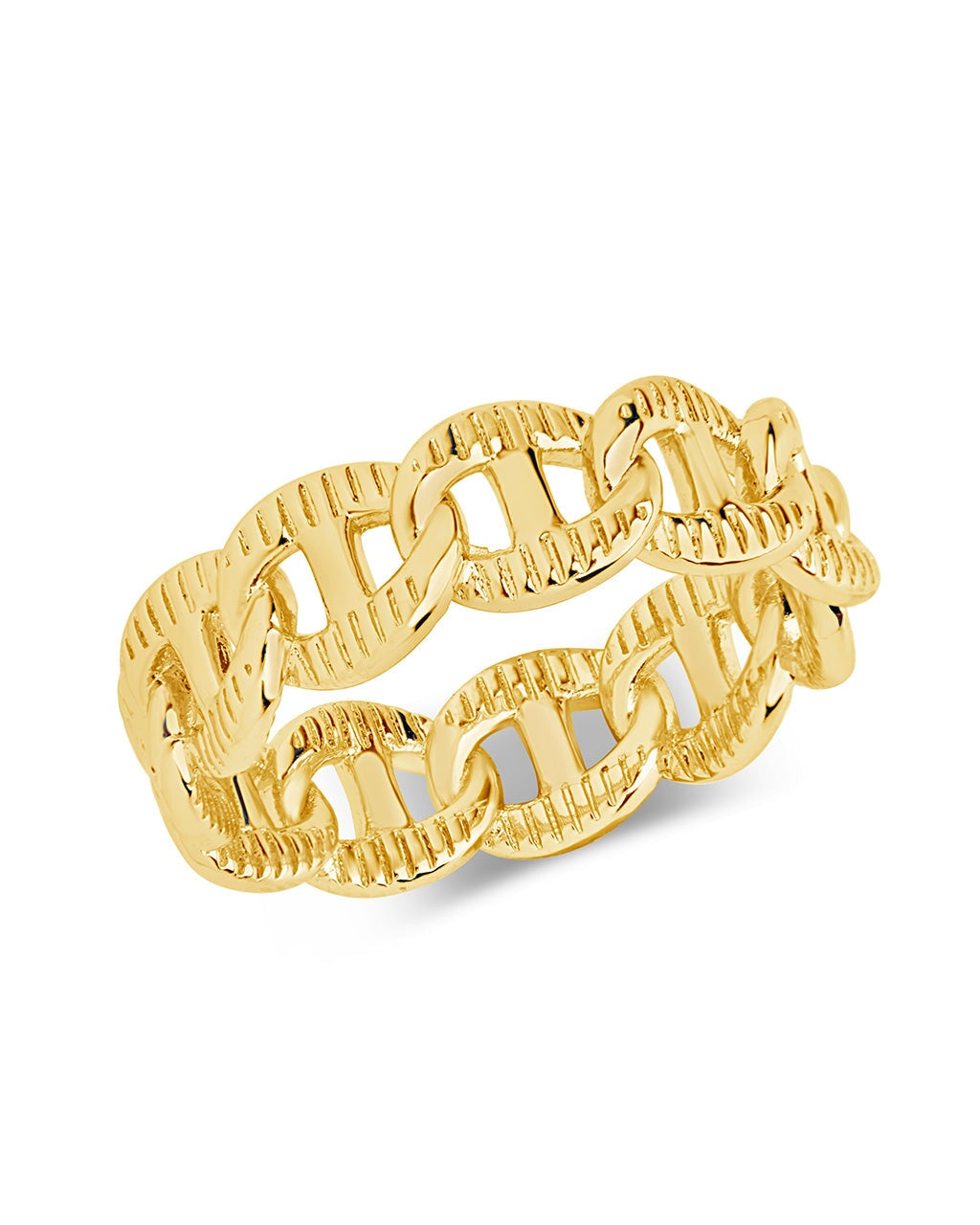 Men's Textured Anchor Chain Band Ring Ring Sterling Forever Gold 6 