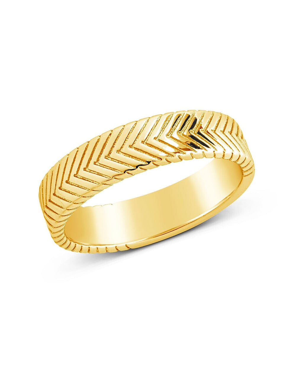 Men's Herringbone Chain Band Ring Ring Sterling Forever Gold 6 