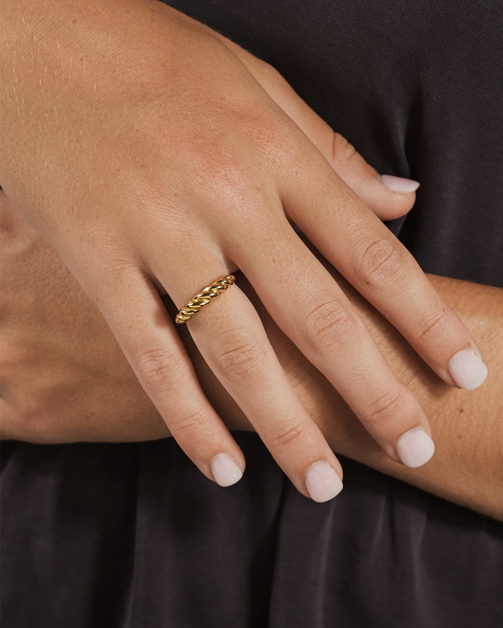 Girl Wearing Graham Twist Band Ring