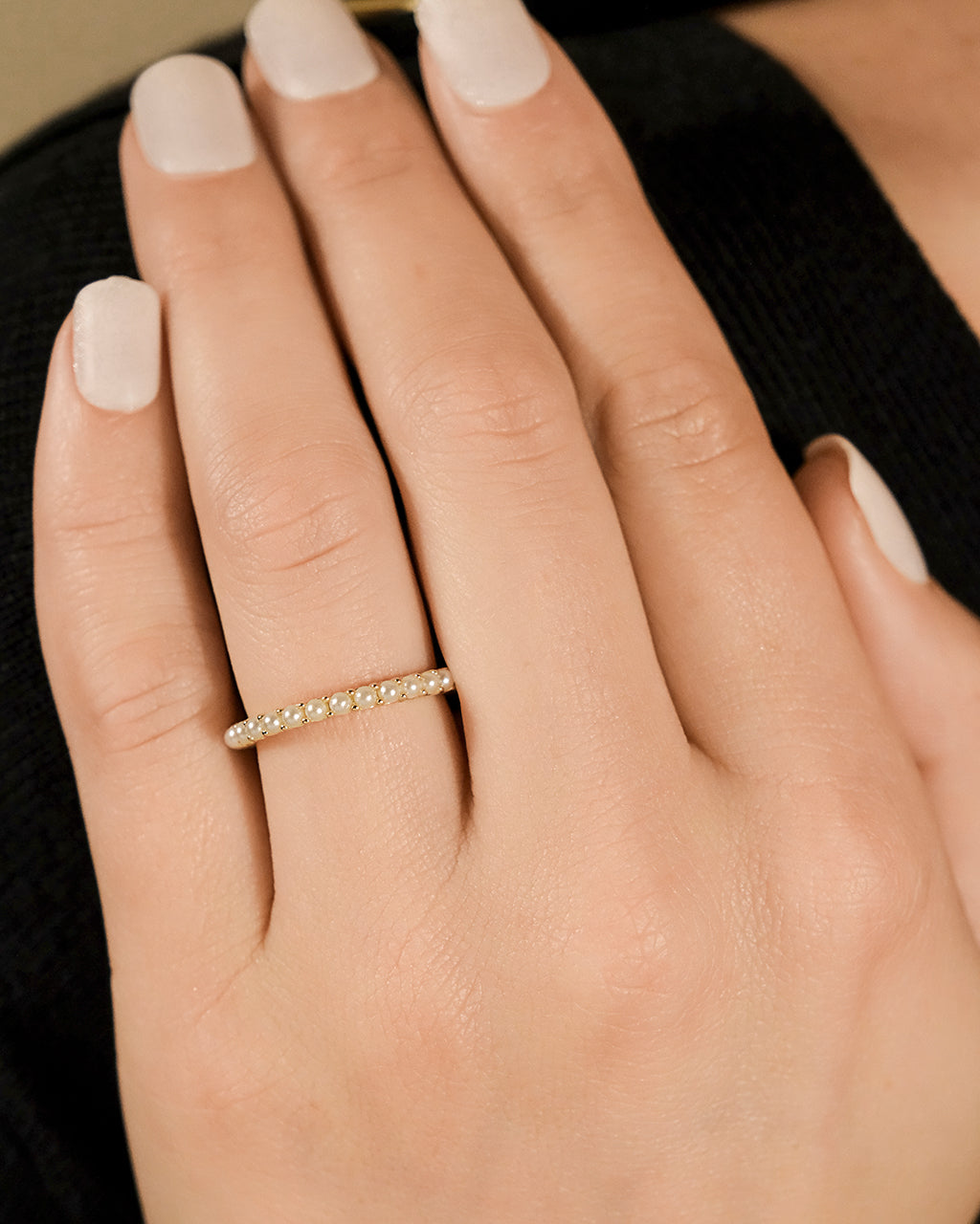 Sterling Silver Gianna Pearl Eternity Ring