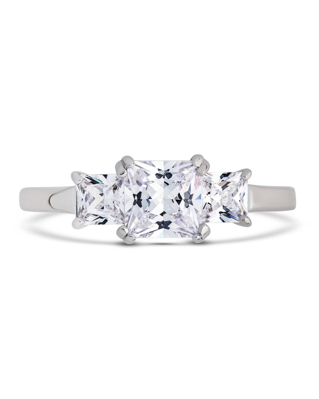 Sterling Silver Three Stone Right Hand Ring - Main Image