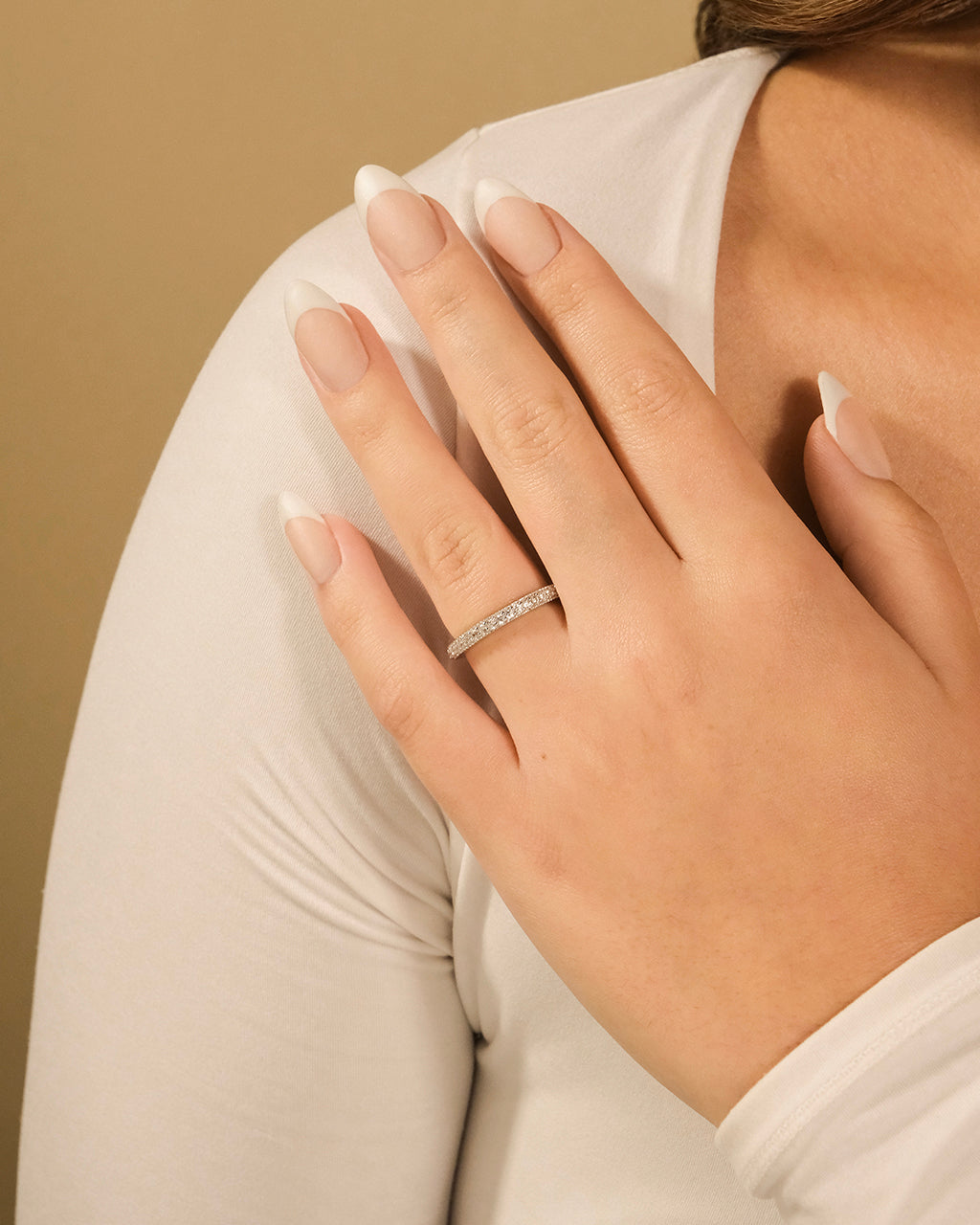 Sterling Silver Thin CZ Band Ring