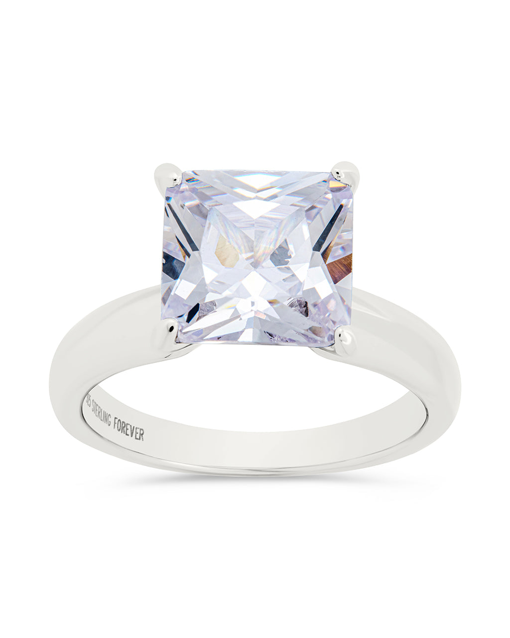 Sterling Silver Princess Cut CZ Solitaire Ring