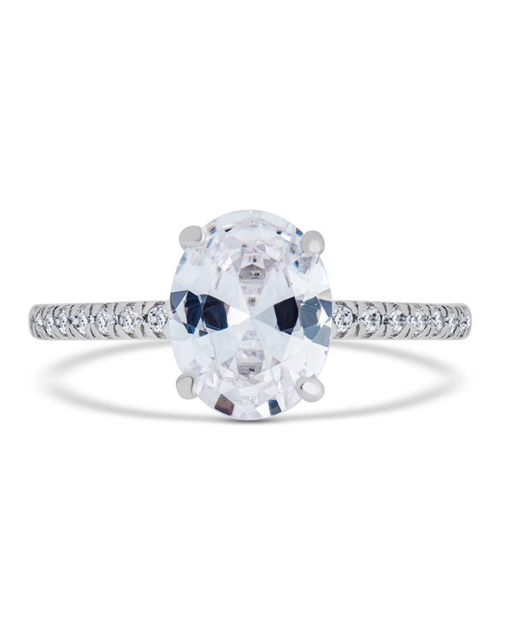 silver diamond Oval Ring