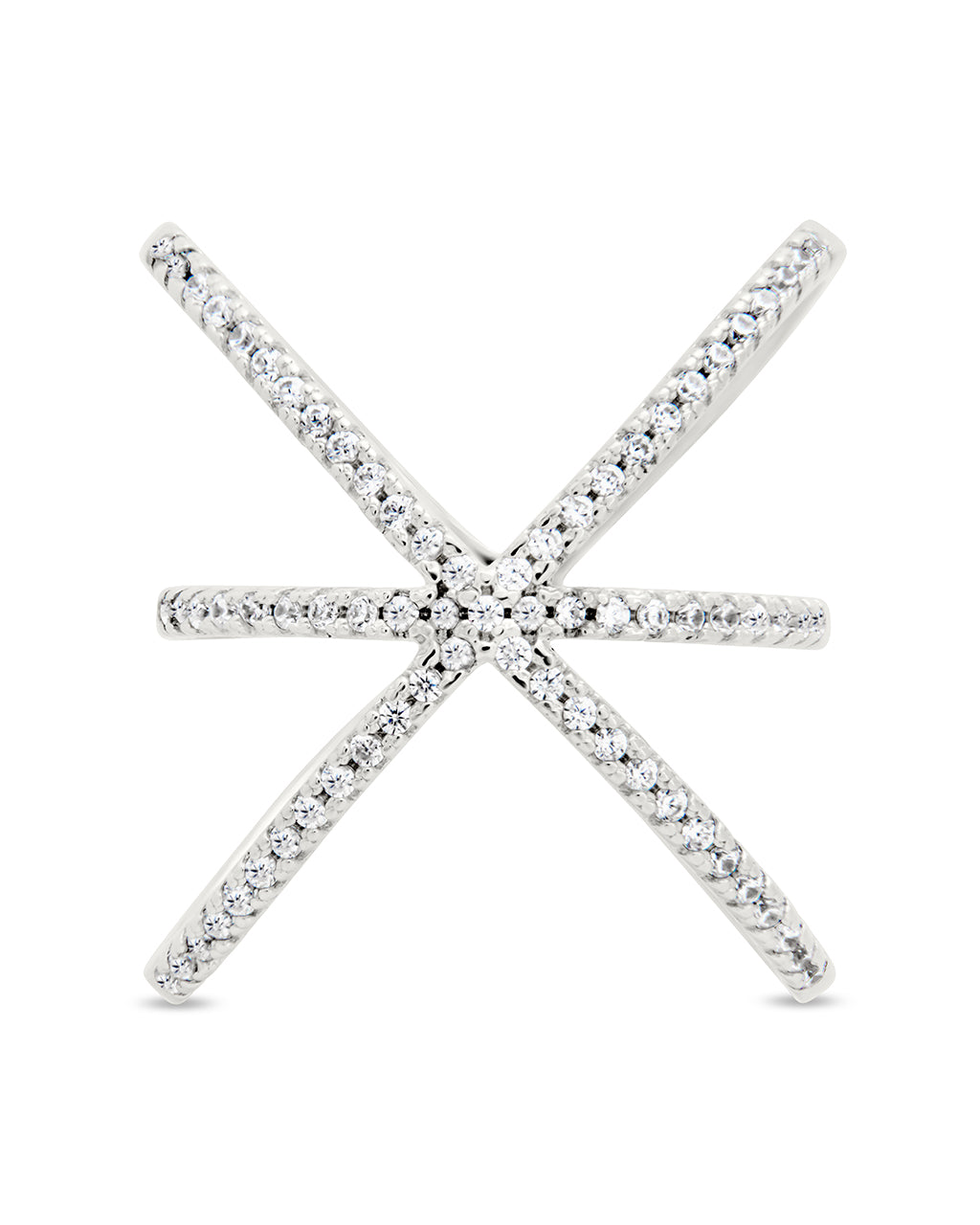 Sterling Silver CZ Criss Cross X Ring