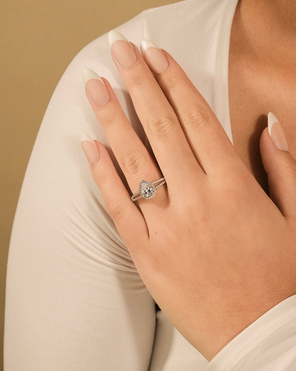 Sterling Silver CZ Pear Cut Engagement Ring