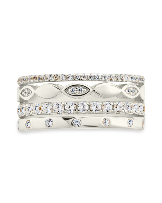 Sterling Silver Clarke CZ Stacked Evil Eye Ring