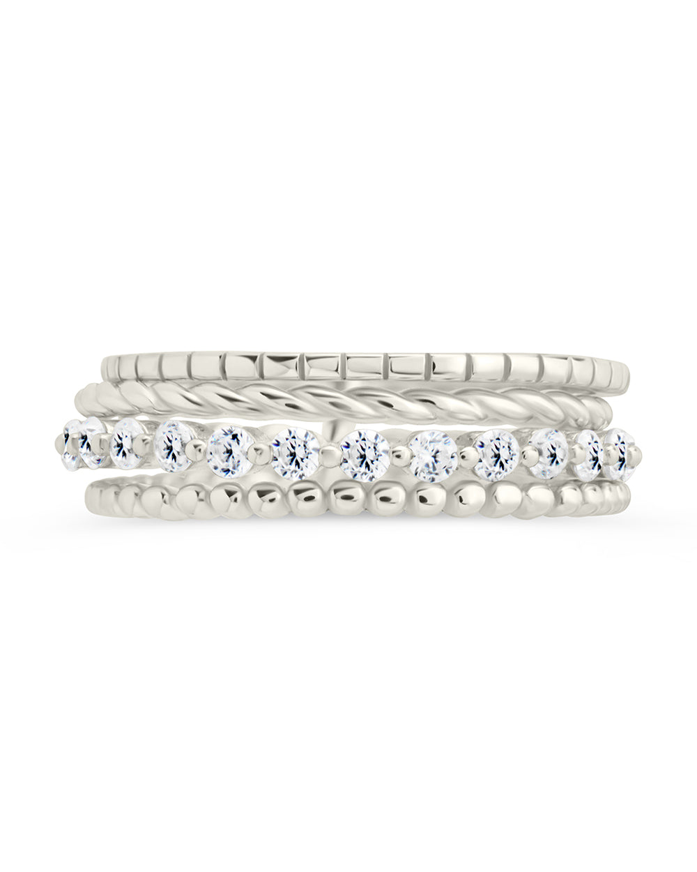 Sterling Silver Cassidy CZ Layered Textured Ring
