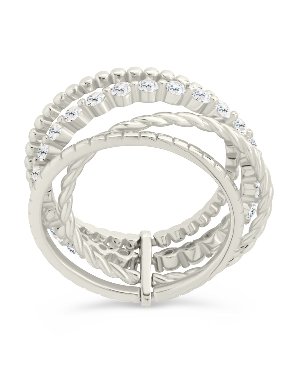 Sterling Silver Cassidy CZ Layered Textured Ring