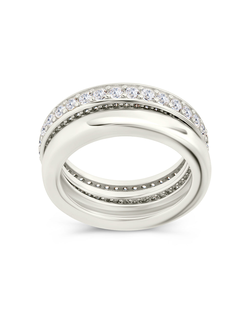 Sterling Silver Jackie CZ Stacking Ring Set of 2