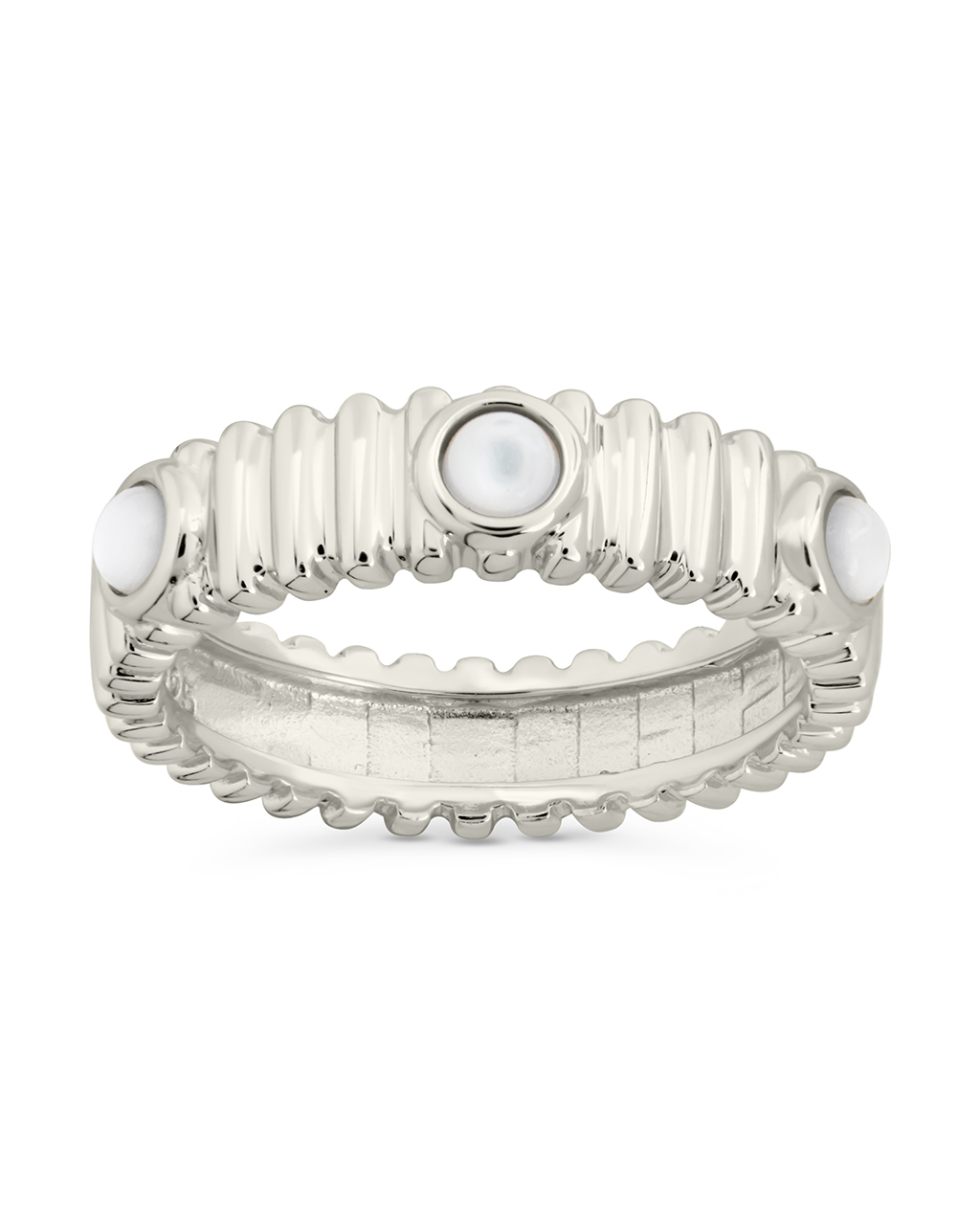 Sterling Silver Terry Pearl Studded Textured Ring