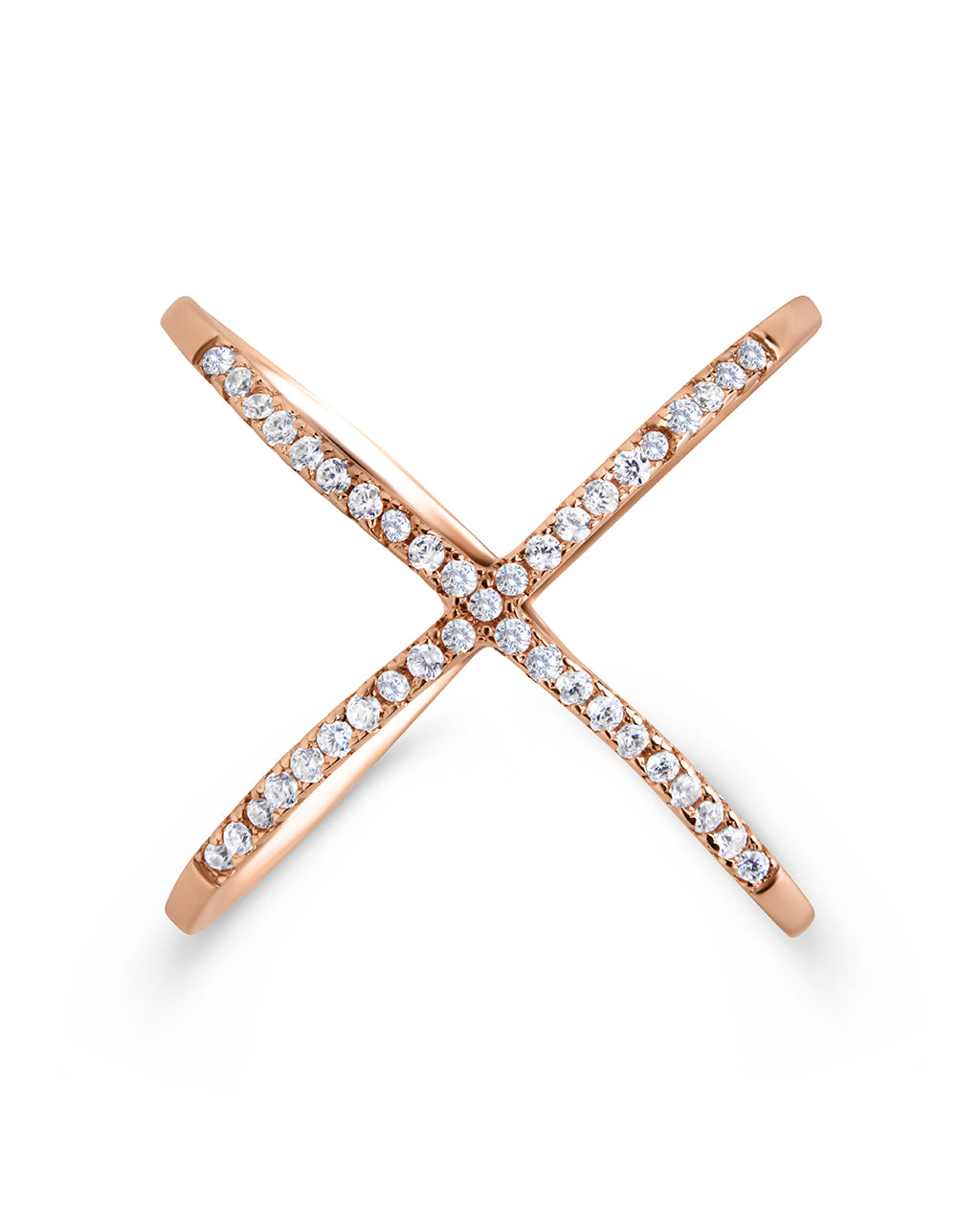 Sterling Silver CZ Criss Cross Ring