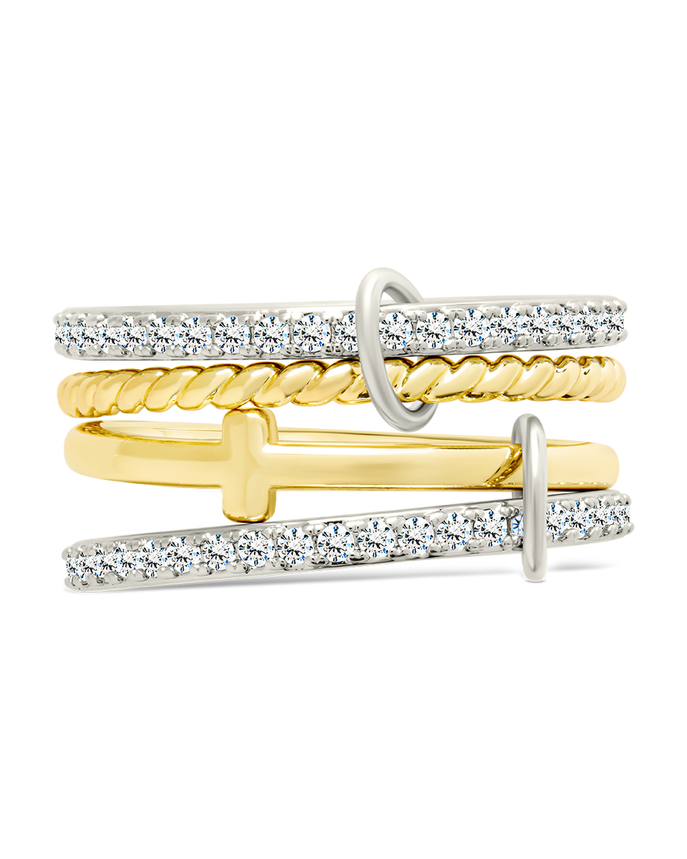 Asta CZ Linked Stacking Ring Set