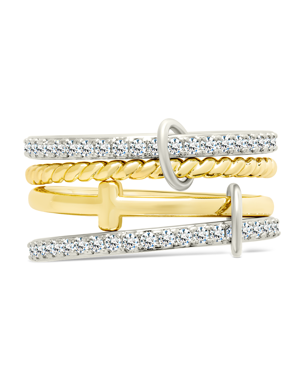 Asta CZ Linked Stacking Ring Set