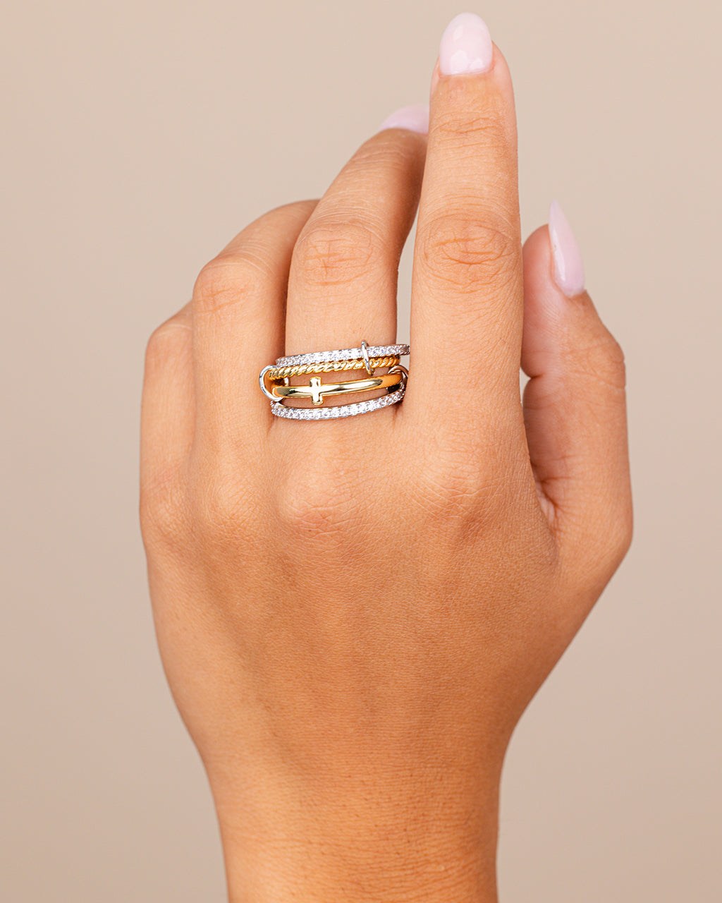 Asta CZ Linked Stacking Ring Set