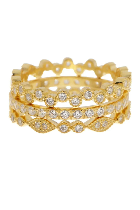 Silver and Gold Stackable Cubic Zirconia Ring Ring Sterling Forever Gold 5