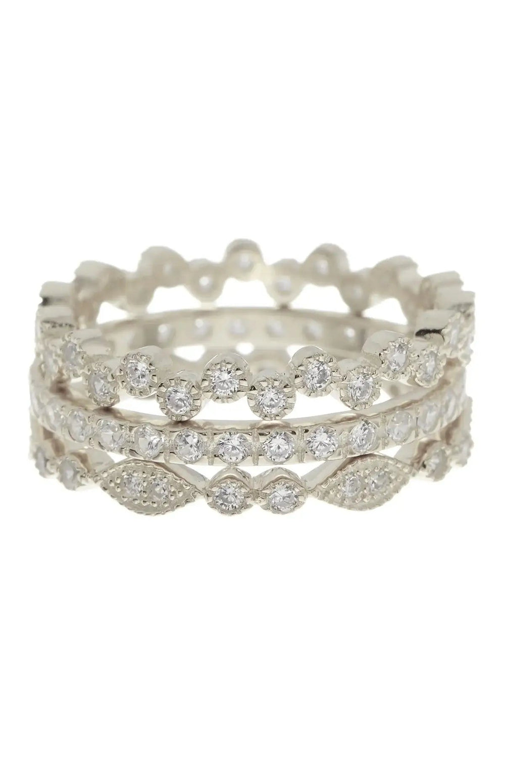 Silver and Gold Stackable Cubic Zirconia Ring Ring Sterling Forever Silver 5