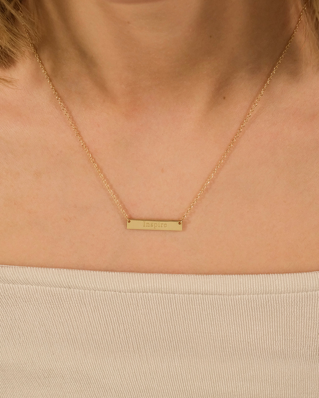 Sterling Silver Inspirational Bar Pendant Necklace