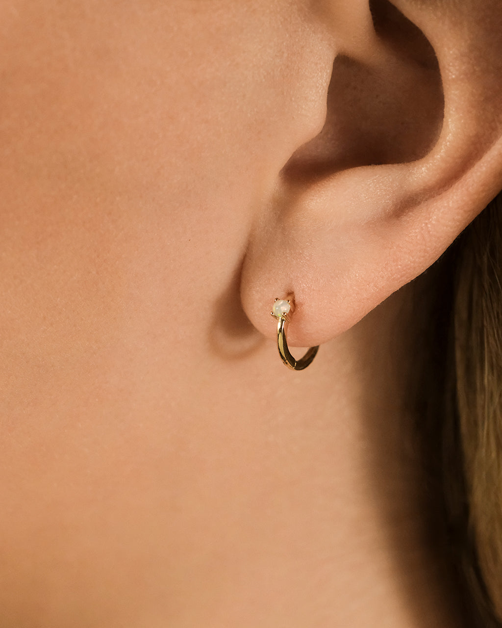 14K Gold Opal Infinity Hoop Earrings